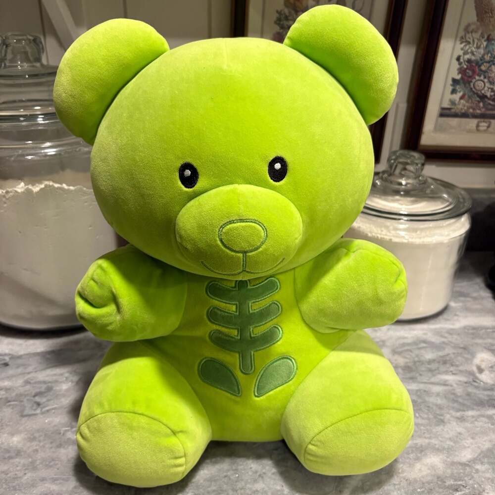Way to Celebrate 16 Inch Green Skeleton Gummy Bear Plush Stuffed Animal